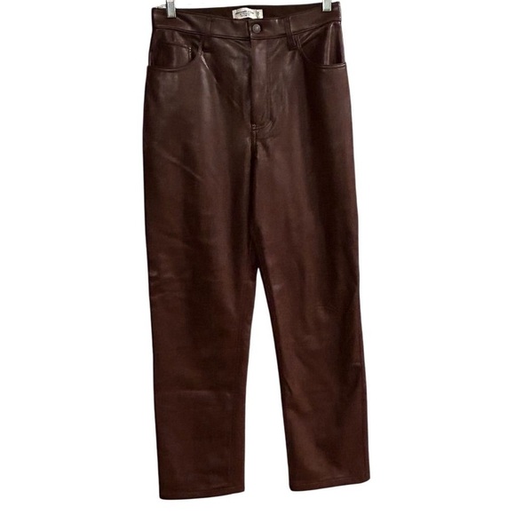 Abercrombie & Fitch Curve Love Vegan Leather 90s Relaxed size 8 Pants 29” waist - Picture 1 of 13